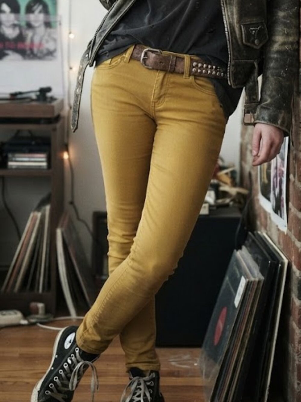 H&M Mustard Yellow Skinny Stretch Denim Jeans Size 27x32 Fall Casual